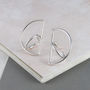 Semi Circle Solid Silver Stud Hoop Drop Earrings, thumbnail 2 of 3