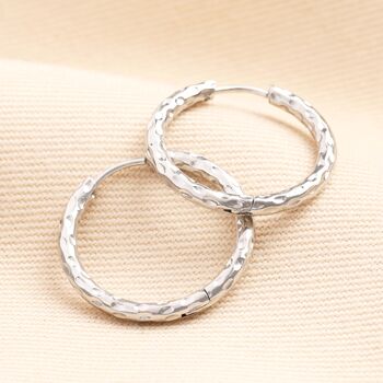 Stainless Steel Hammered Hoop Earrings, 2 of 9
