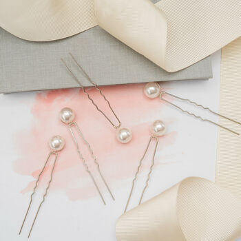 Set Of Five Big Pearl Bridal Hair Pins, 4 of 4