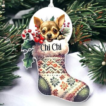 Personalised Chihuahua Christmas Stocking Bauble, 2 of 2