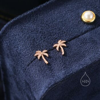 Sterling Silver Small Palm Tree Stud Earrings Earrings, 2 of 11