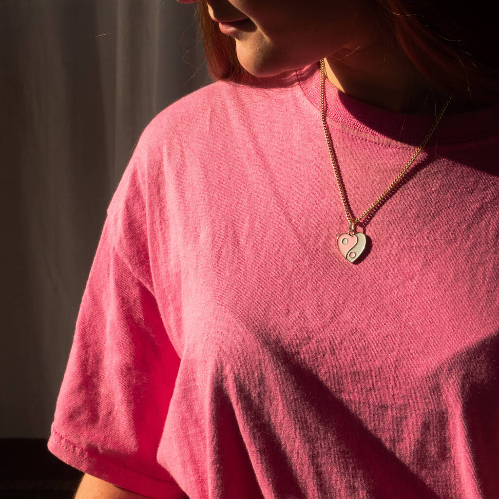 Pink Yin Yang 90s Heart Necklace, 1 of 5