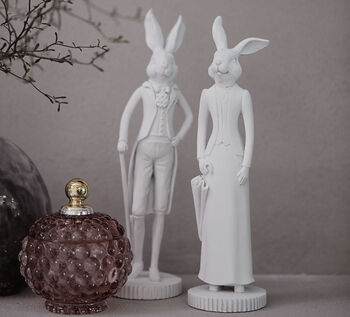 Lady And Gentleman Easter Rabbit Figurine, 4 of 8