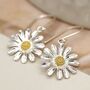 Large Sterling Silver Daisy Drop Earrings, thumbnail 1 of 7
