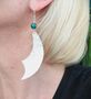 Crescent Hammered Drop Earrings With Malachite Bead, thumbnail 1 of 3