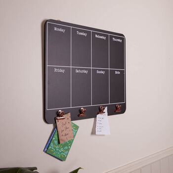 Days Of The Week Wall Chalkboard With Copper Clips, 2 of 5