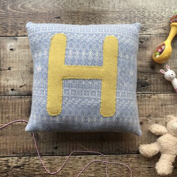 Handmade Soft Knitted Personalised Letter Cushion, 7 of 10