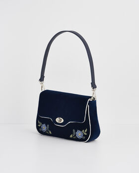 Rose Embroidered Blue Clutch, 7 of 9