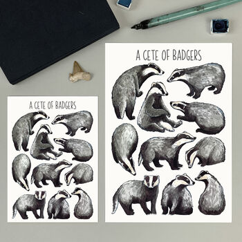 Badgers Wildlife Watercolour Postcard, 2 of 8
