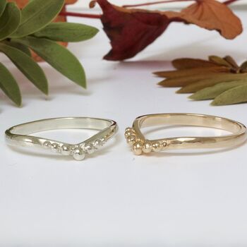 Beaded Fairie Tiara Ring, Shaped Nature Wedding Ring, 7 of 7