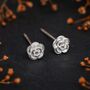 Sterling Silver Rose Flower Stud Earrings, thumbnail 3 of 11