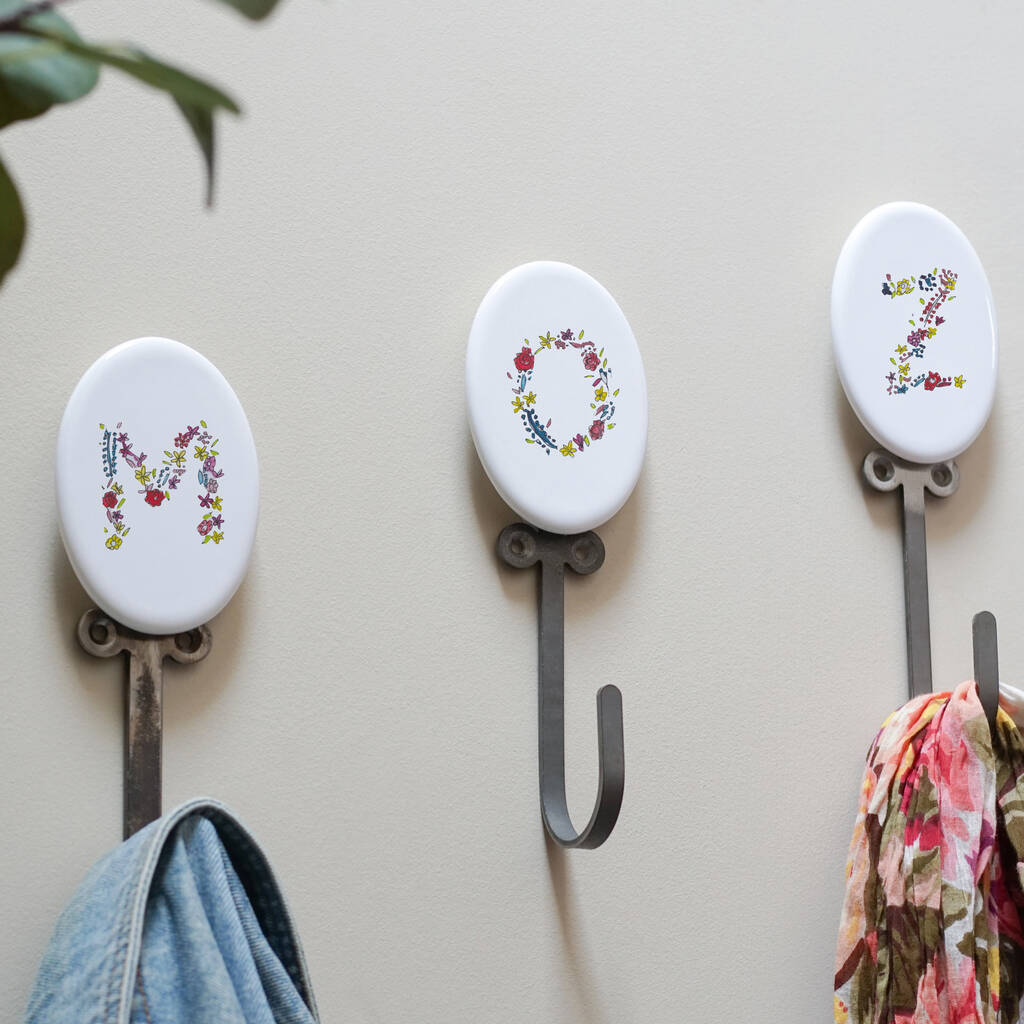 Personalised Children's Floral Initial Hooks