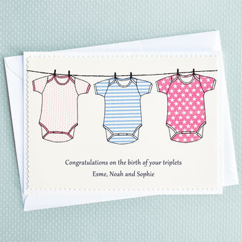 New Baby Triplets Girls / Boys Personalised Card, 4 of 4