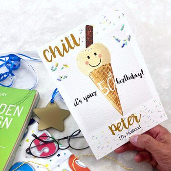 Personalised Ice Cream 50th Birthday Card, 7 of 9