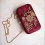 Aashiq Maroon Velvet Floral Clutch, thumbnail 1 of 6