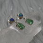 Opal Emerald Earrings: Gold, Silver, May Birthstone, thumbnail 2 of 8