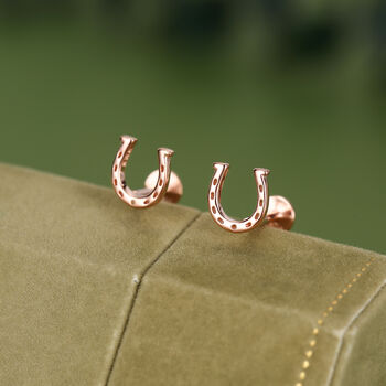 Sterling Silver Horseshoe 16 G Flat Back Labret Earrings, 5 of 11