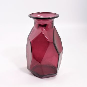 Recycled Glass Vase | 16cm Faceted | Four Colours, 5 of 5