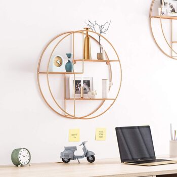 Rose Gold Industrial Metal Round Floating Shelf, 7 of 7