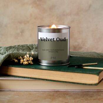 Velvet Oud Wood Wick Candle Home Fragrance, 2 of 7