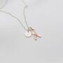 Breast Cancer Warrior Gift, Personalized Pink Ribbon Necklace, thumbnail 1 of 5