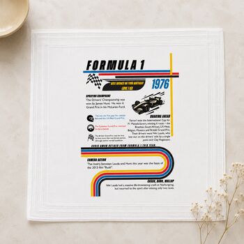 Personalised F1 Season Handkerchief Pair Birthday Gift For All Years, 3 of 9