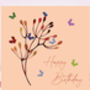 Butterfly Flower Buds Birthday Card Peach Background, thumbnail 1 of 12