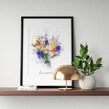 Family Birth Flower Bouquet Watercolour Print, 7 of 11
