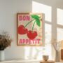 Bon Appetit Cherry Kitchen Wall Art Print, thumbnail 1 of 7