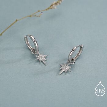 Detachable Starburst Hoop Earrings Sterling Silver, 4 of 11