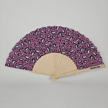 Handheld Purple Leopard Folding Fan, 2 of 3