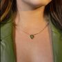 Peridot Heart Charm Double Chain Necklace, thumbnail 3 of 10