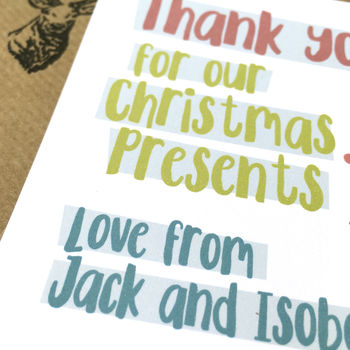 12 Personalised Christmas Robin Thank You Cards, 3 of 4