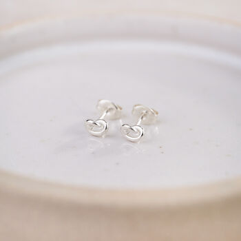 Sterling Silver Small Love Knot Studs, 3 of 4