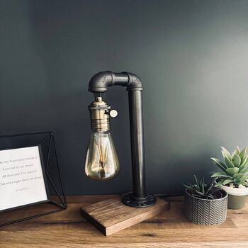 Steampunk Pipe Desk Lamp – Vintage Industrial Light, 4 of 6