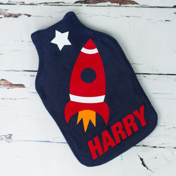 Space Rocket Hot Water Bottle Cover Personalised, 2 of 5
