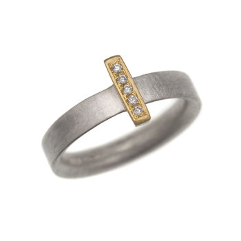Silver And 18ct Gold 'Linea' Rings, 3 of 4
