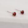 Genuine Garnet Stud Earrings In Sterling Silver, thumbnail 3 of 11