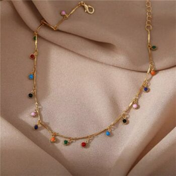 Silver Plated Dainty Rainbow Dangly Choker Necklace, 2 of 2