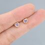 Sterling Silver Purple Heart Cz Stud Earrings, thumbnail 3 of 10