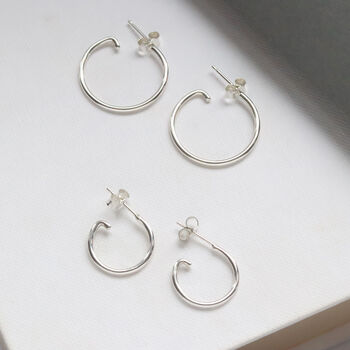 Sterling Silver North Star Charm Hoop Earrings, 5 of 6