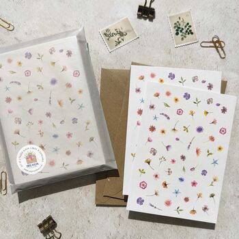 Pressed Wildflowers Set Of Six Note Cards And Envelopes, 3 of 6