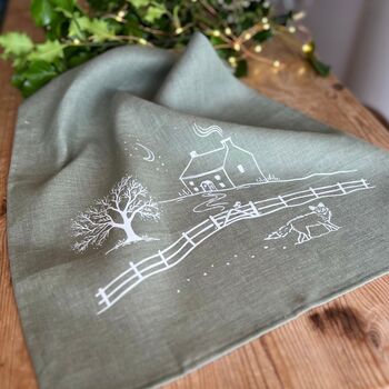 Winter Fox Linen Tea Towel, 7 of 7