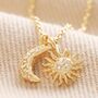 Sun And Moon Charm Necklace In Gold Plating, thumbnail 2 of 5