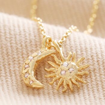 Sun And Moon Charm Necklace In Gold Plating, 2 of 5