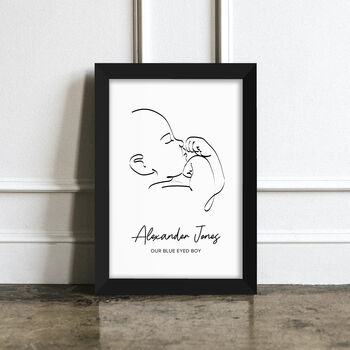 Personalised Line Art Relaxed Baby Print, 6 of 12
