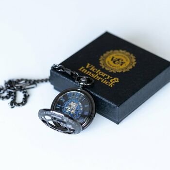 Steampunk Pocket Watch Gunmetal Black; The Armstrong, 2 of 9