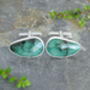 15ct Emerald Cufflinks In Sterling Silver, thumbnail 2 of 3