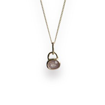 Opalescent Pink Sapphire 9ct Yellow Gold Micro Pendant, 2 of 4