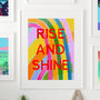 Rise And Shine Rainbow Typography Riso Style Print, thumbnail 2 of 3